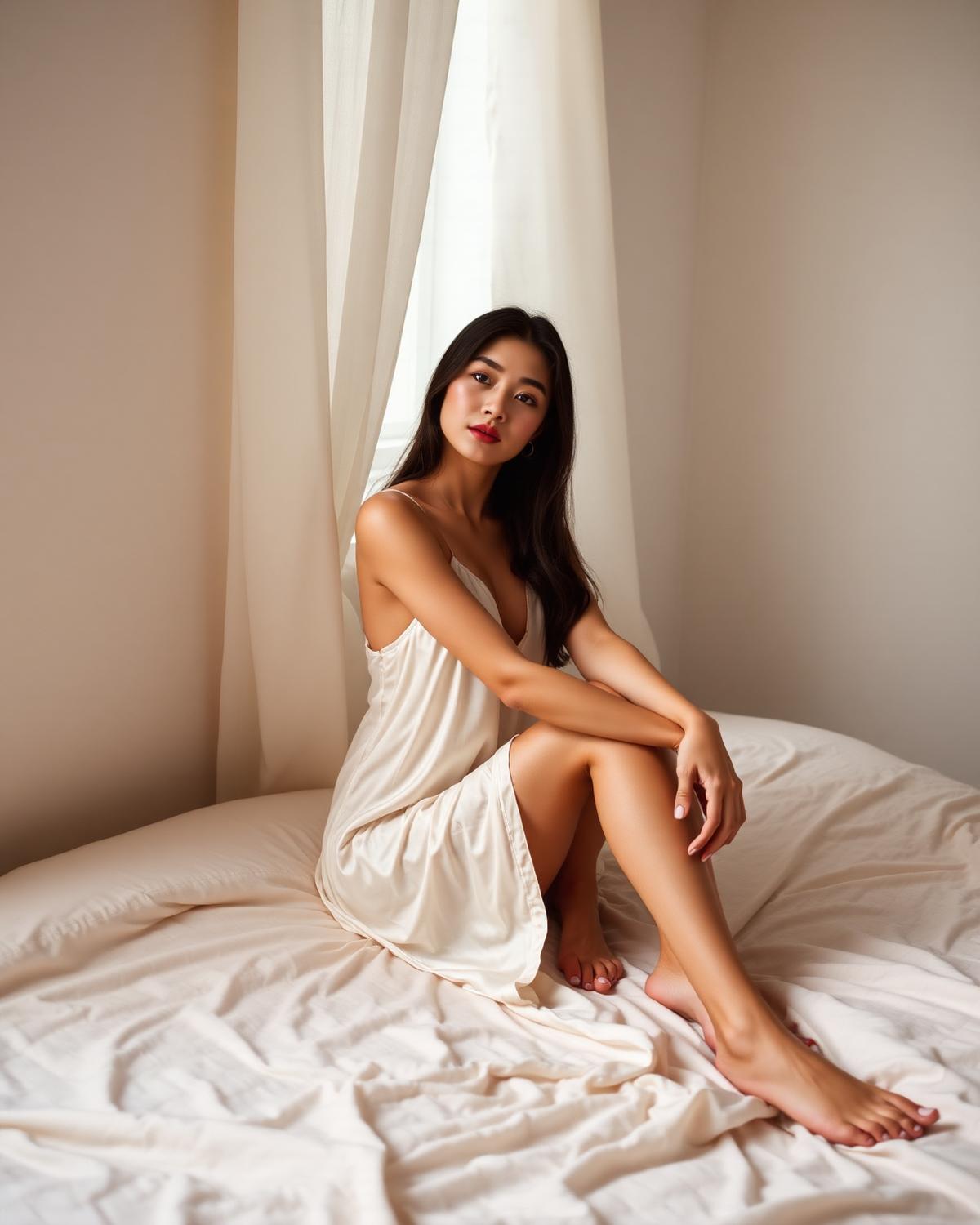 Editorial nightwear in muted tones